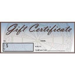 Click here to see larger photo of the Gift Certificate.