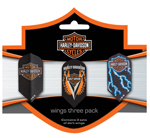 Click here to see larger photo of the Harley-Davidson Wings Three Pack Dart Flight Sets.
