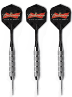 Click here to see larger photo of the Budweiser Chrome Steel Tip Darts.