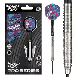 Click here to learn more about the Shot! Darts Pro Series Bradley Brooks Gen 2 Steel Tip Dart Set-90 Tungsten Barrels 23 Grams.