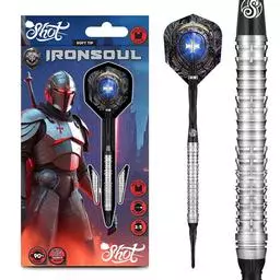 Click here to learn more about the Shot! Darts Future Knights Ironsoul Soft Tip Dart Set-90% Tungsten Barrels 20 Grams.