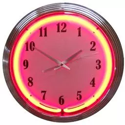 Click here to learn more about the Chrome Red Standard Neon Clock.