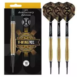 Click here to learn more about the Harrows Anniversary Edition V-Wing 90% Tungsten Soft Tip Darts.